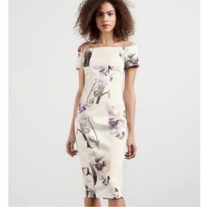 White off the shoulder Sadie Ted Baker dress. NWT